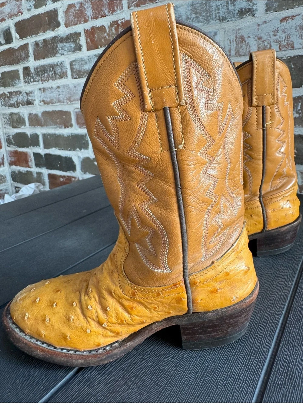 🤠 Handcrafted Vintage Kids Full-Quill Ostrich Cowboy Boots - Size 5 Y